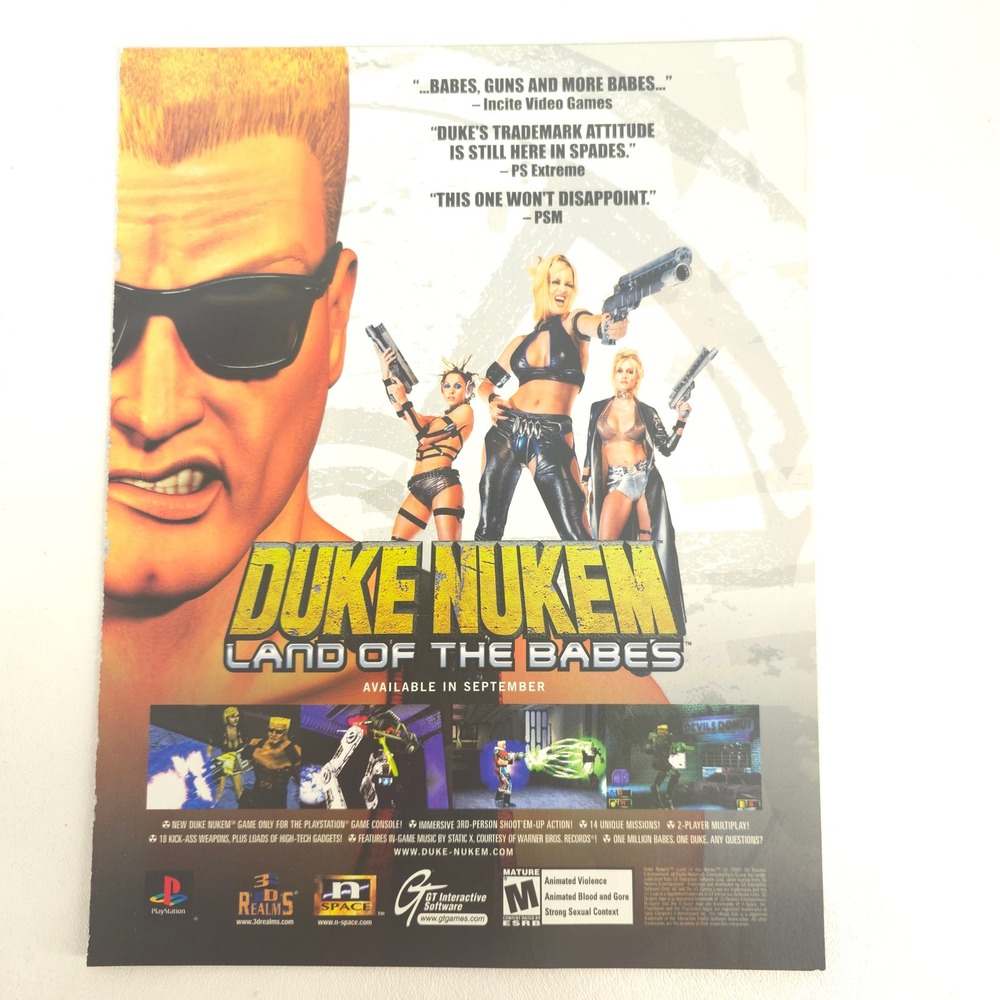 Duke Nukem Land of the Babes Print Ad PlayStation 2000 Pop Culture Vintage Game